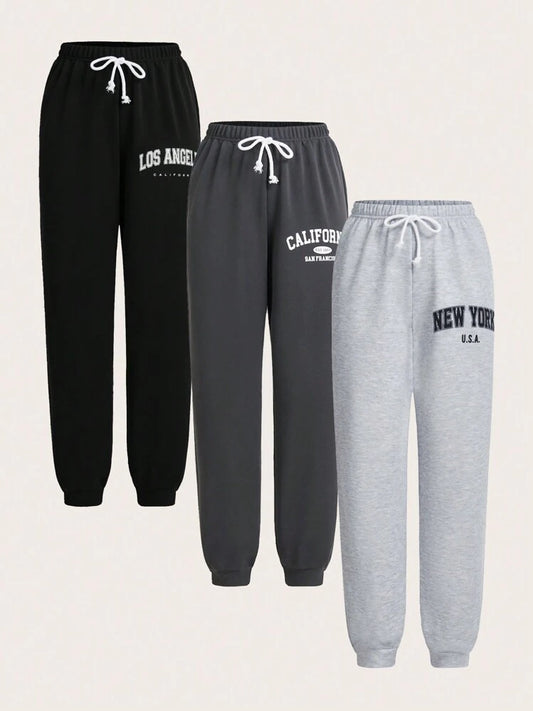 Pantalon de survêtement thermique Los Angeles pour femmes et hommes, pantalon de jogging en molleton Athleisure d'hiver noir, gris et blanc,