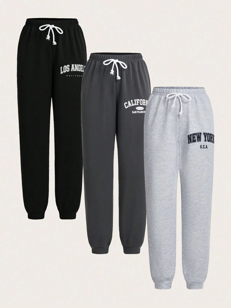 Pantalon de survêtement thermique Los Angeles pour femmes et hommes, pantalon de jogging en molleton Athleisure d'hiver noir, gris et blanc,