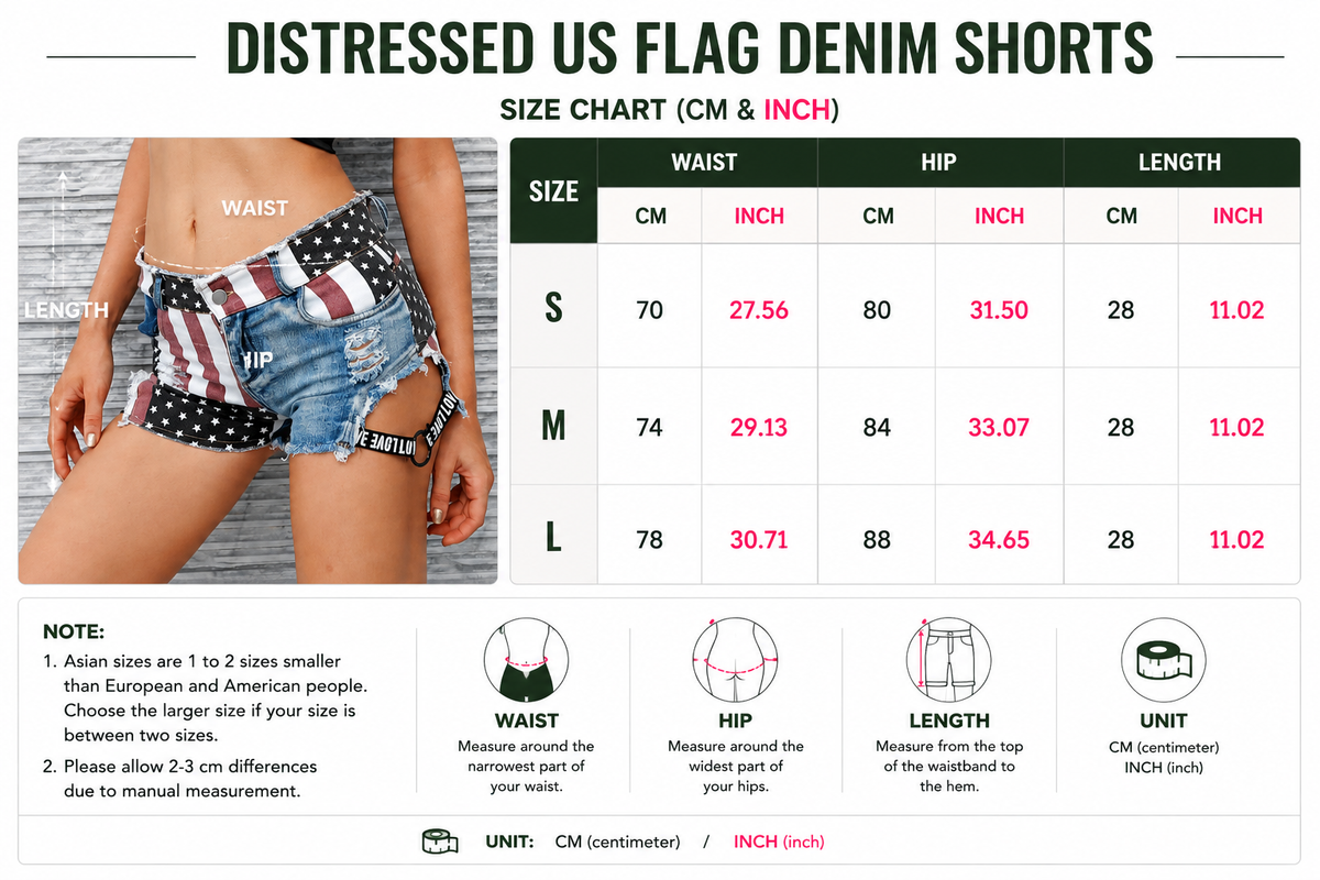 Shorts en jean drapeau américain vieilli