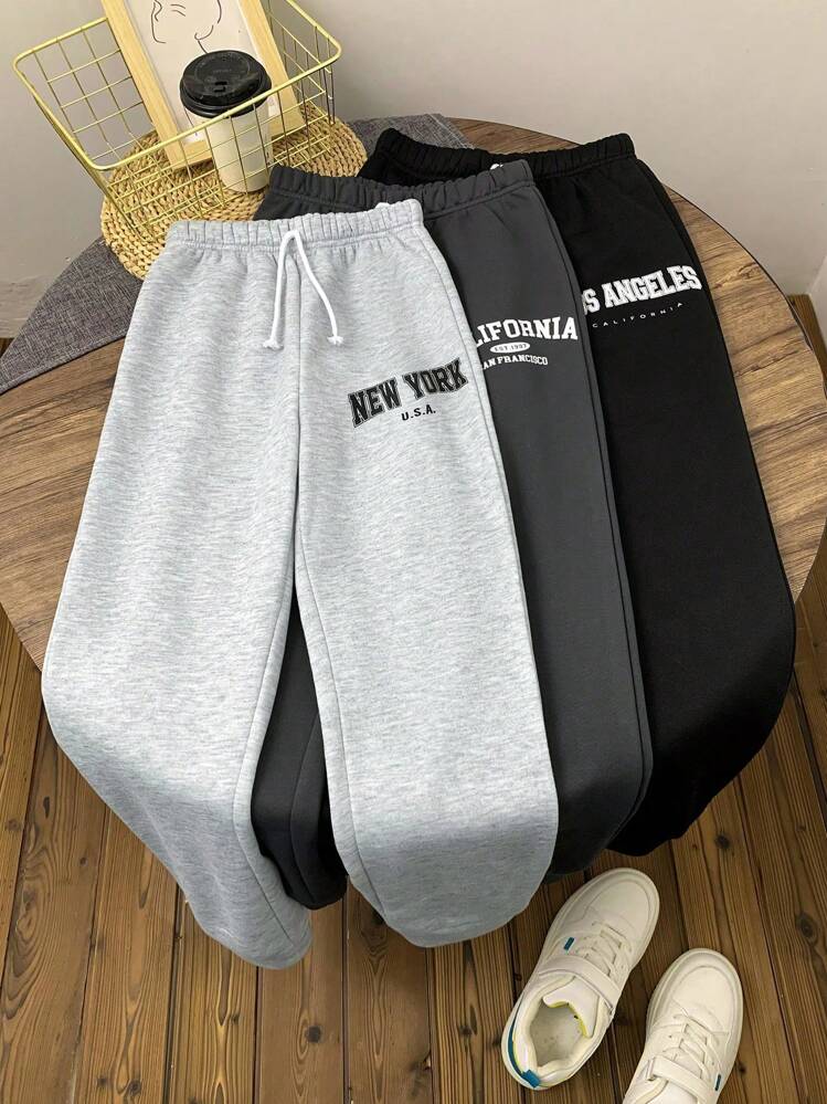 Pantalon de survêtement thermique Los Angeles pour femmes et hommes, pantalon de jogging en molleton Athleisure d'hiver noir, gris et blanc,